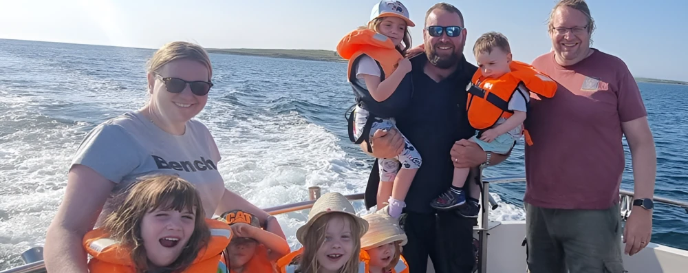 Ewing family enjoying a boat trip in Sligo